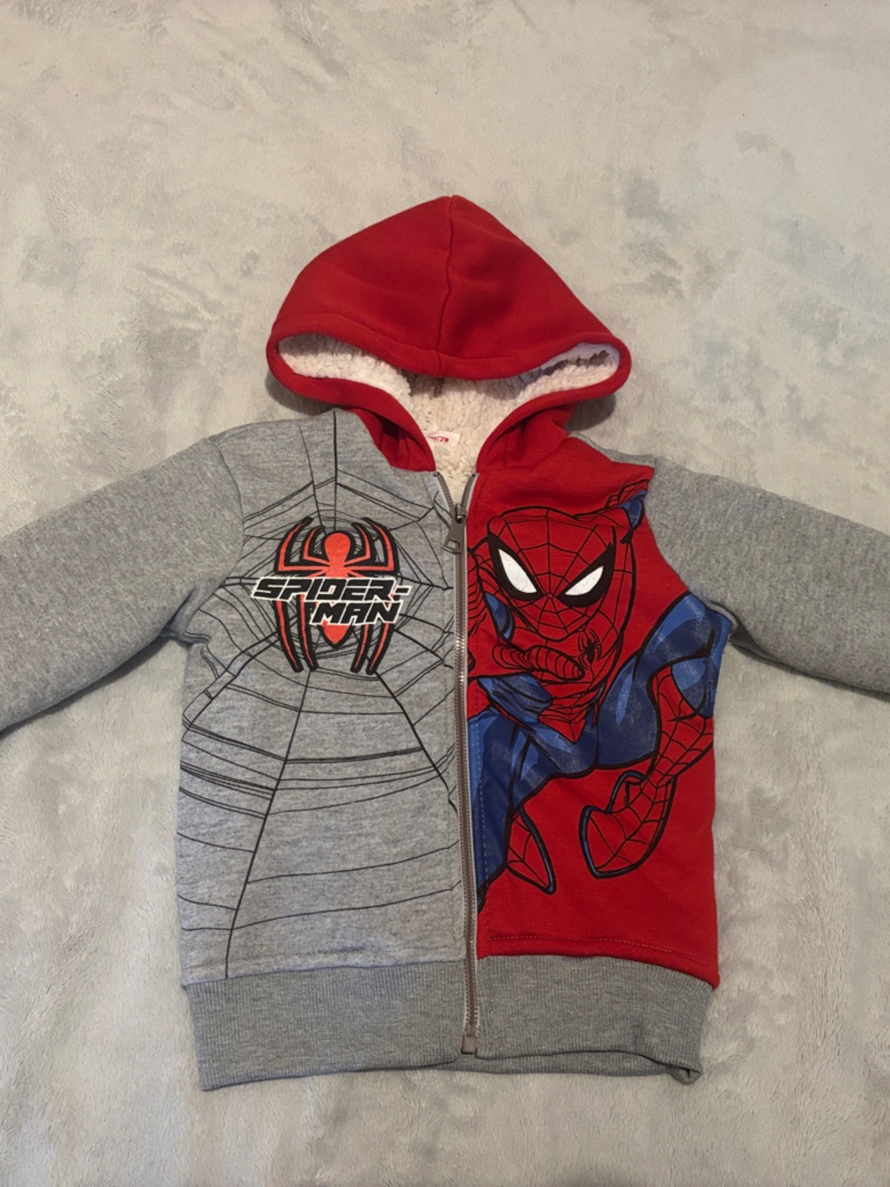 Spiderman Red & Grey Hooded Zip-Up Sweatshirt
